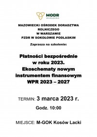 Szkolenie z dopłat bezpośrednich MODR 2023