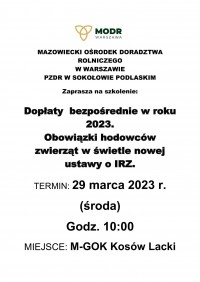 Szkolenie z dopłat bespośrednich MODR 2023