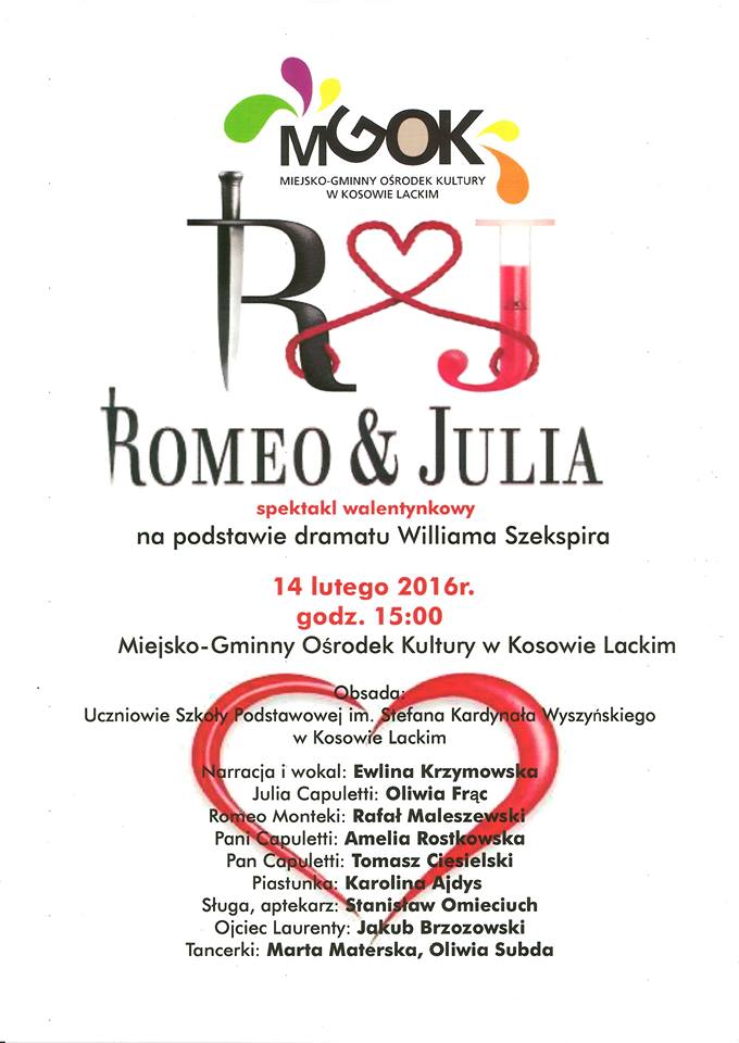 Plakat - Spektakl Walentynkowy pt. "Romeo & Julia"