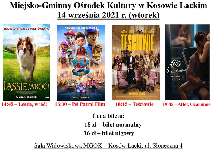 Kino w MGOK 2021 - wrzesień - plakat