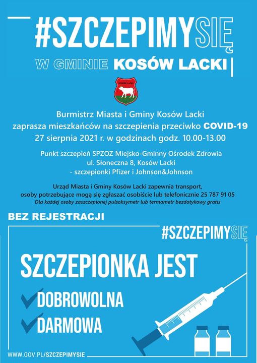 Szczepimy się w gminie Kosów Lacki - plakat