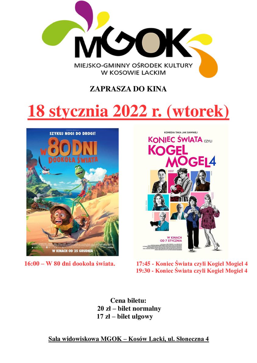 Kino w MGOK 2022 - Styczeń- plakat