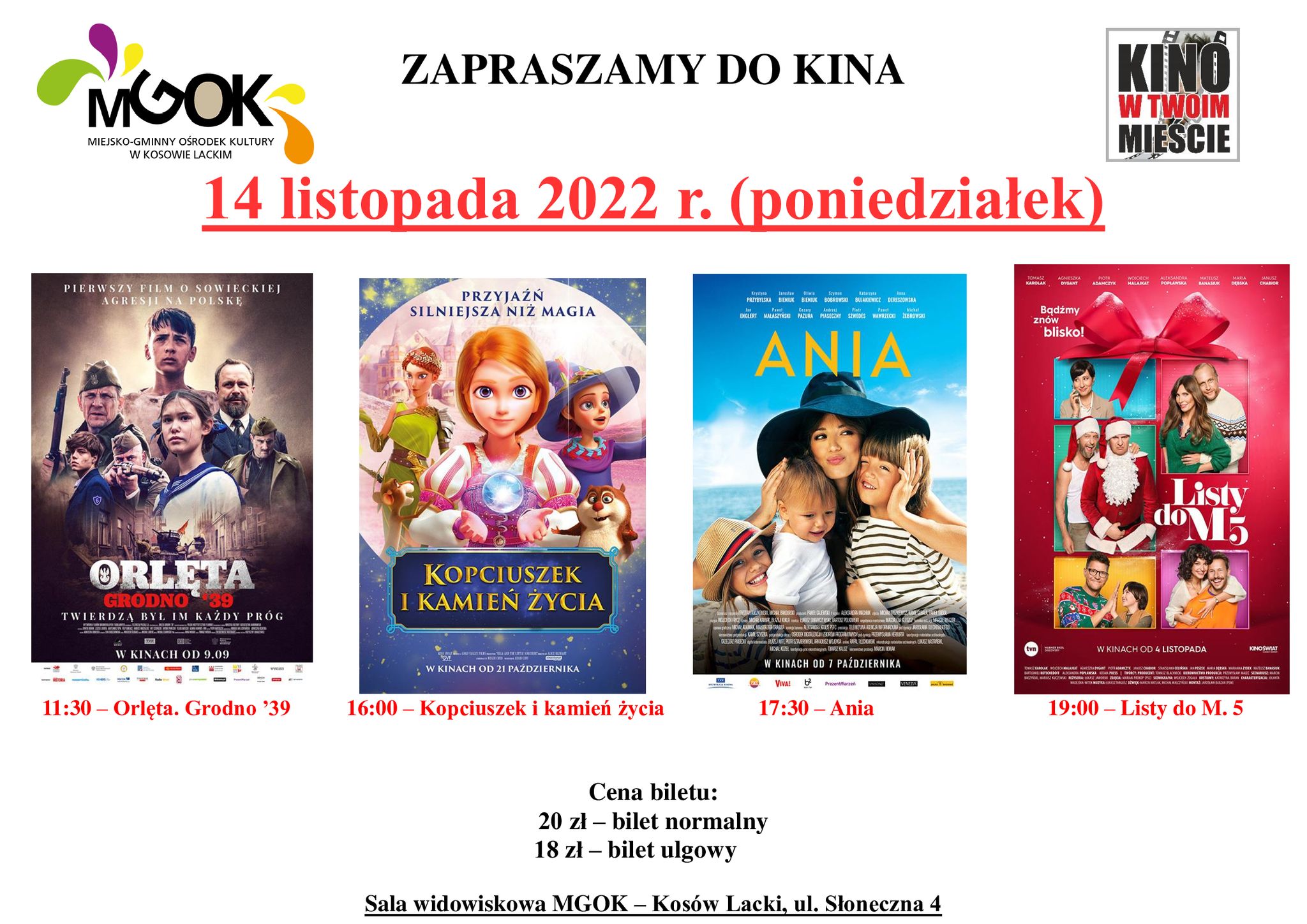 Kino w MGOK Listopad 2022