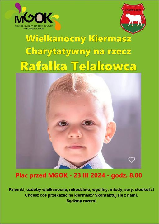 Kiermasz Charytatywny na rzecz Rafałka Telakowca - plakat