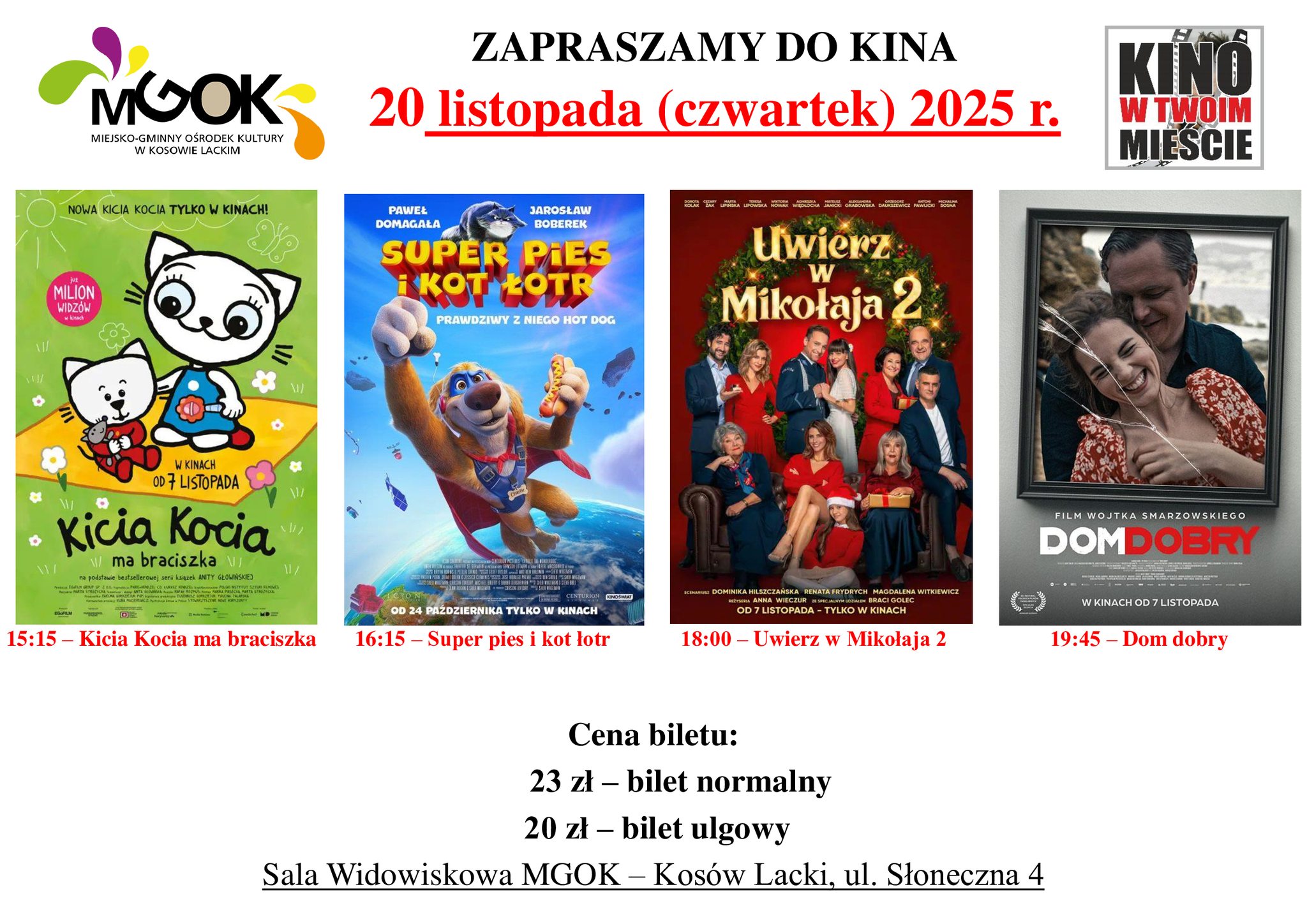 Kino w MGOK Listopad 2025