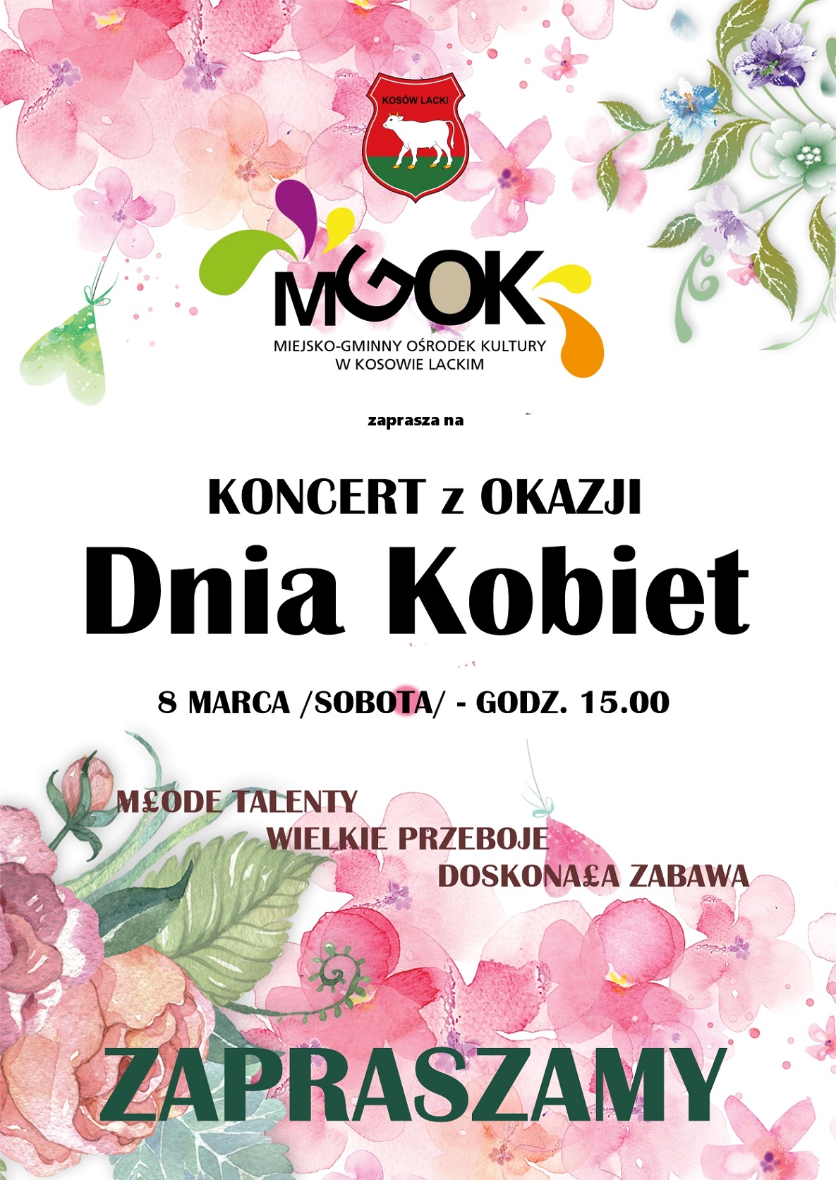 Koncert z okazji dnia kobiet 2025 w MGOK - plakat