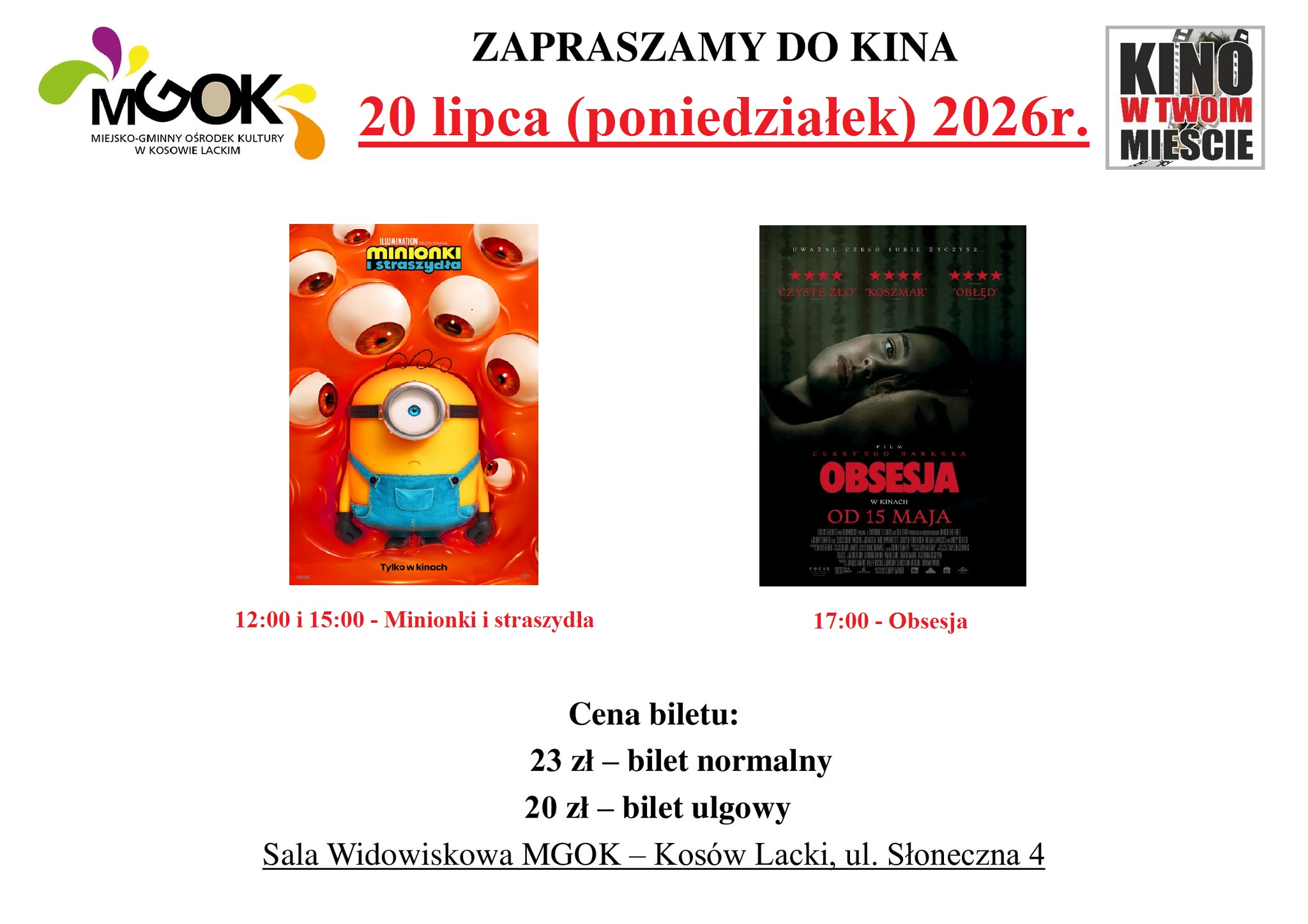 Kino w MGOK Lipiec 2026