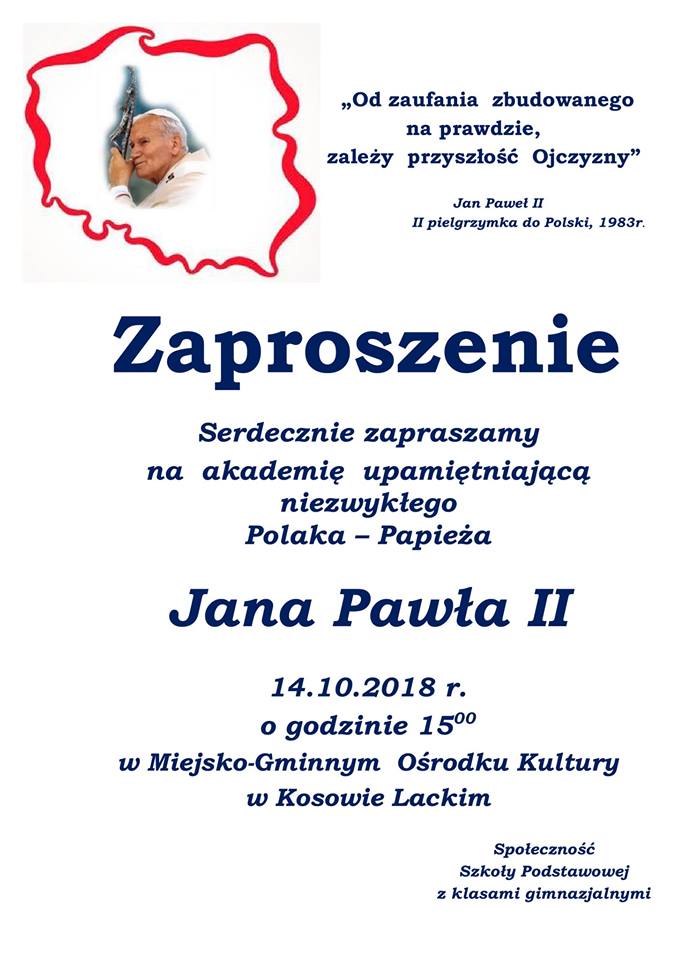 Plakat - Akademia upamiętniająca Jana Pawła II
