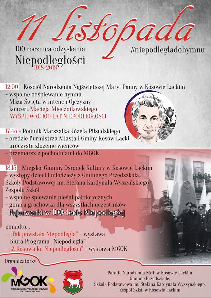 Plakat - 11 Listopada - 100-lecie odzyskania przez Polskę Niepodległości