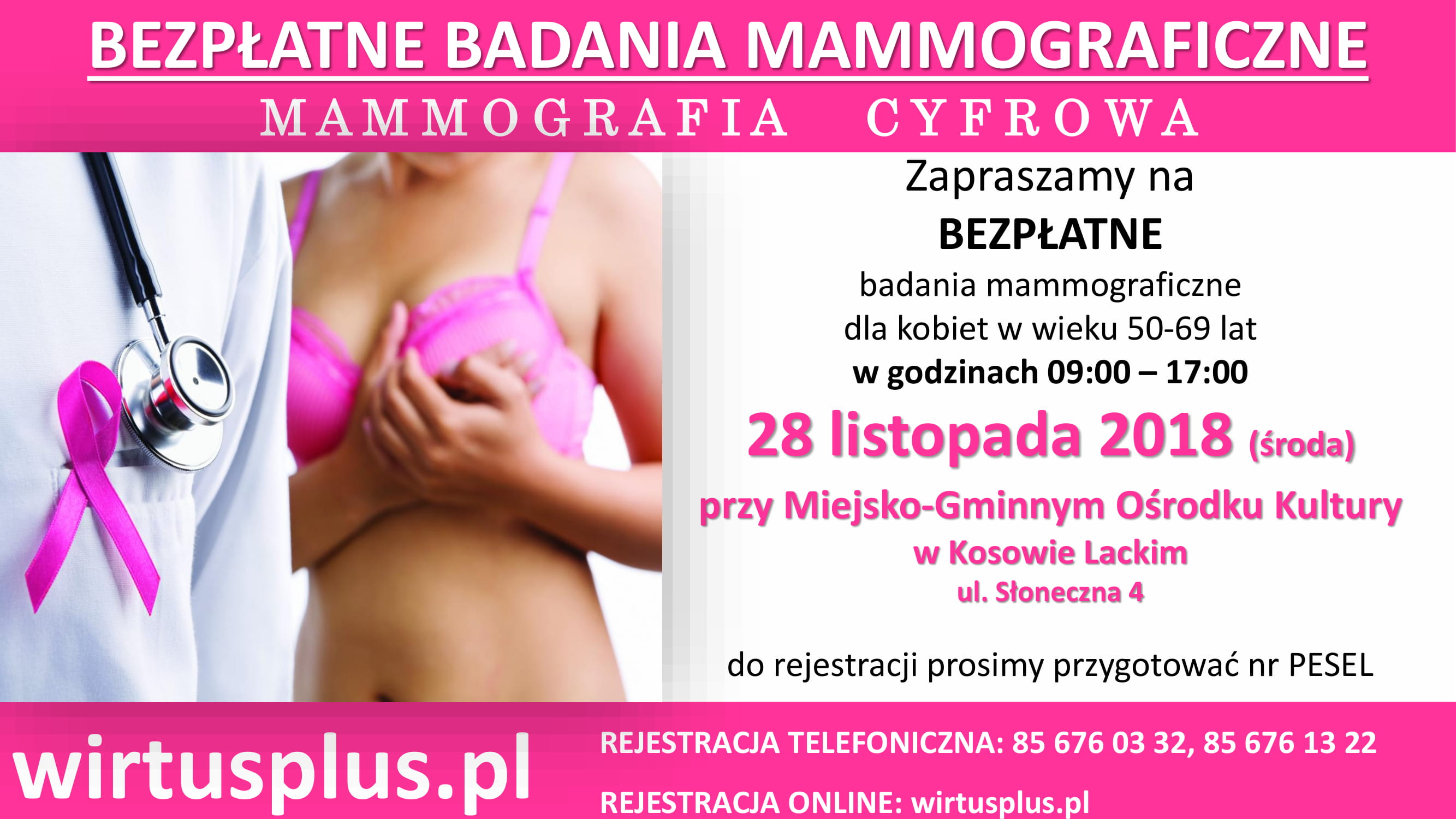 Plakat - Bezpłatne badanie mammograficzne