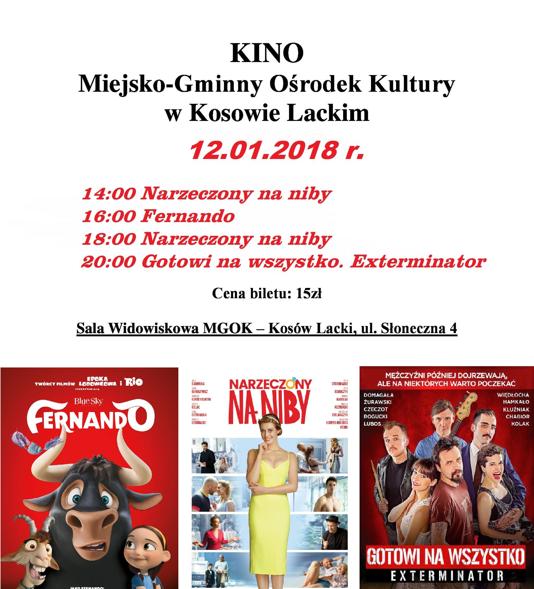 Plakat - Kino w MGOK styczeń  2018