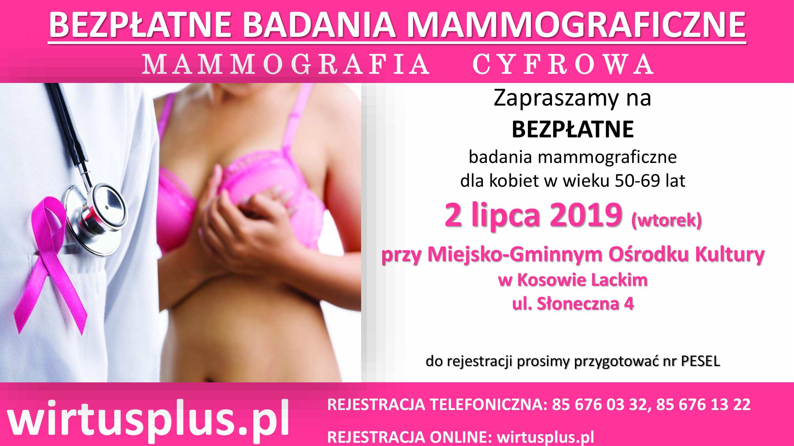 Plakat - Mammografia w Kosowie Lackim